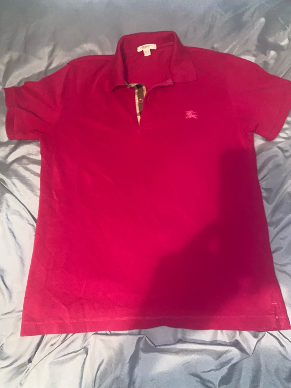 Burberry London Men’s Polo Shirt Fuchsia Magenta Pink Size M 100% Cotton